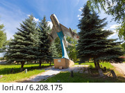 Городское поселение "Посёлок Воротынск". Самолёт-памятник МиГ-17 (2014 год). Редакционное фото, фотограф Сергей Лаврентьев / Фотобанк Лори