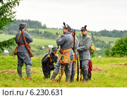 Солдаты австро - венгерской армии на привале. Первая мировая войны (2014 год). Редакционное фото, фотограф Дмитрий Кислицин / Фотобанк Лори