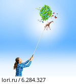 Woman with balloons. Стоковое фото, фотограф Sergey Nivens / Фотобанк Лори