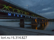 Night illumination on the Gdaсski Bridge. Редакционное фото, агентство BE&W Photo / Фотобанк Лори