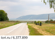Вид на Волгу и Жигулевские горы, село Усолье (2014 год). Стоковое фото, фотограф Дудакова / Фотобанк Лори