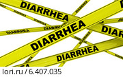 Диарея (diarrhea). Желтая оградительная лента. Стоковая иллюстрация, иллюстратор WalDeMarus / Фотобанк Лори