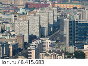 Вид с высоты птичьего полета на улицу Новый Арбат и центр города Москвы, Россия (2013 год). Редакционное фото, фотограф Николай Винокуров / Фотобанк Лори
