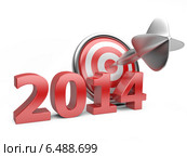Трехмерная красная надпись 2014 год с мишенью. Стоковая иллюстрация, иллюстратор Маринченко Александр / Фотобанк Лори