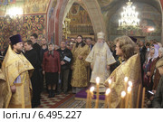 Митрополит Крутицкий и Коломенский Ювеналий на литургии в храме Воскресение словущего, подмосковного села Колычево (2014 год). Редакционное фото, фотограф Дмитрий Неумоин / Фотобанк Лори