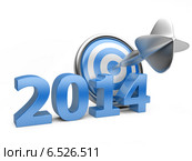 Трехмерная синяя надпись 2014 год с мишенью. Стоковая иллюстрация, иллюстратор Маринченко Александр / Фотобанк Лори