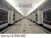 Станция "Спартак" московского метрополитена. Вид в сторону южного выхода в город (2014 год). Редакционное фото, фотограф Александр Замараев / Фотобанк Лори