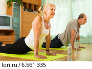 Mature couple doing exercises. Стоковое фото, фотограф Яков Филимонов / Фотобанк Лори