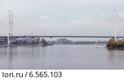 Большой Обуховский вантовый мост через реку Нева, Санкт-Петербург, Россия. Таймлапс, 4К (2014 год). Стоковое видео, видеограф Кекяляйнен Андрей / Фотобанк Лори