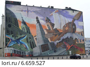 Граффити с изображением достопримечательностей города Лодзи, Польша (2014 год). Редакционное фото, фотограф Ирина Борсученко / Фотобанк Лори