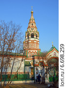 Колокольня церкви Святителя Николая в Хамовниках, Москва (2014 год). Стоковое фото, фотограф Александр Замараев / Фотобанк Лори