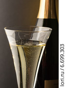 champagne glass with champagne bottle. Стоковое фото, фотограф Erwin Wodicka / Фотобанк Лори