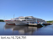 Круизные теплоходы у пристани на реке Волга (2013 год). Редакционное фото, фотограф Мартынов Антон / Фотобанк Лори