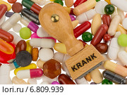 stamp on colorful tablets. Стоковое фото, фотограф Erwin Wodicka / Фотобанк Лори