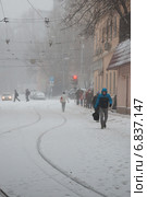 Метель в городе (2014 год). Стоковое фото, фотограф Родион Власов / Фотобанк Лори
