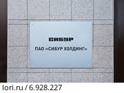 Вывеска Сибур-Холдинг на здании центрального офиса компании (2015 год). Редакционное фото, фотограф Victoria Demidova / Фотобанк Лори