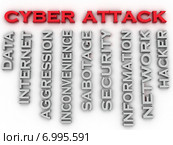 3d image Cyber attack issues concept word cloud background. Стоковое фото, фотограф David Castillo Dominici / Фотобанк Лори