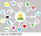 Девушка,аватарка и иконки. Стоковая иллюстрация, иллюстратор Мастепанов Павел / Фотобанк Лори