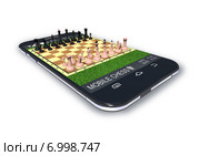 Черный смартфон с шахматной игрой. Стоковая иллюстрация, иллюстратор Федин Константин / Фотобанк Лори