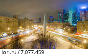 Площадь Дорогомиловская Застава ночью, Москва. Таймлапс (2015 год). Редакционное видео, видеограф Серёга / Фотобанк Лори