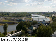 Вид на реку Которосль со звонницы Спасо-Преображенского монастыря. Ярославль (2014 год). Стоковое фото, фотограф Александр Щепин / Фотобанк Лори