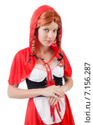 Little red riding hood isolated on white. Стоковое фото, фотограф Elnur / Фотобанк Лори
