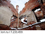 Труба над развалинами усадебного дома, вид изнутри. Деревня Крекшино, Новомосковский административный округ, Москва (2015 год). Стоковое фото, фотограф Илюхина Наталья / Фотобанк Лори