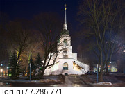 Церковь Анастасии Римлянки зимней ночью. Псков (2015 год). Стоковое фото, фотограф Виктор Карасев / Фотобанк Лори