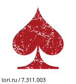Red grunge spades card logo. Стоковая иллюстрация, иллюстратор Иван Рябоконь / Фотобанк Лори