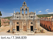 The main church of Arkadi Monastery, symbol of the struggle of Cretans against the Ottoman Empire , Rethymno, Crete, Greece. Стоковое фото, агентство BE&W Photo / Фотобанк Лори