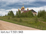 Новые купола на реставрируемой церкви Николая Чудотворца. Деревня Средняя (Олюшино), Верховажского района, Вологодской области (2015 год). Стоковое фото, фотограф Николай Мухорин / Фотобанк Лори