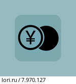 Pale blue yen coin icon. Стоковая иллюстрация, иллюстратор Иван Рябоконь / Фотобанк Лори