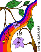graphic branch rainbow stars blossoms. Стоковое фото, фотограф Frank Rehermann / PantherMedia / Фотобанк Лори