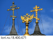Купола церкви Благовещения Пресвятой Богородицы в Тайнинском. Московская область, город Мытищи, село Тайнинское, улица Центральная (2015 год). Стоковое фото, фотограф lana1501 / Фотобанк Лори