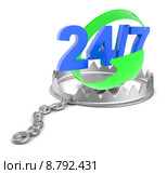 Цифры 24/7 в капкане. Стоковая иллюстрация, иллюстратор Кирилл Черезов / Фотобанк Лори