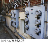 Banks of Electric and Gas Meters. Стоковое фото, фотограф Robert Keenan / PantherMedia / Фотобанк Лори
