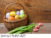 wood easter tulips tulipa egg. Стоковое фото, фотограф Heiko Barth / PantherMedia / Фотобанк Лори