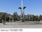 Дмитров. Фонтан Лилии на углу улиц Семенюка и Профессиональной (2015 год). Редакционное фото, фотограф Вячеслав Беляев / Фотобанк Лори