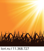 Autumn background with grass and sunlight. Стоковая иллюстрация, иллюстратор Oleg Tirunov / PantherMedia / Фотобанк Лори