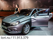 Седан Lada Vesta Concept на Международной выставке Moscow Off-road Show 2015. Редакционное фото, фотограф Алёшина Оксана / Фотобанк Лори