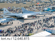 МАКС-2015. Вид с вертолета. Самолеты Ту-90МС "Медведь", Ту-160 "Белый лебедь", Ту-22М3. Редакционное фото, фотограф Алексей Бок / Фотобанк Лори
