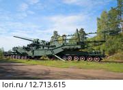 305-мм артиллерийская установка на железнодорожном транспортере ТМ-3-12. Форт Красная Горка (Краснофлотск) (2015 год). Редакционное фото, фотограф Виктор Карасев / Фотобанк Лори