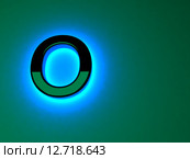 Светящаяся неоновая буква O. Голубое свечение. Черный глянцевый шрифт. Стоковая иллюстрация, иллюстратор Владимир Хапаев / Фотобанк Лори