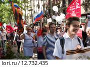 parade dedicated to the 70th Anniversary of victory from World War II in Barcelona (2015 год). Редакционное фото, фотограф Яков Филимонов / Фотобанк Лори