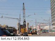 Москва, строительство новой эстакады при пересечении проспекта Будёного и Шоссе Энтузиастов (2015 год). Редакционное фото, фотограф Дмитрий Неумоин / Фотобанк Лори