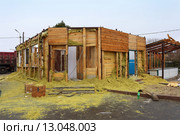 Рассыпалась желтая минвата в кооперативном киоске (2014 год). Редакционное фото, фотограф Анатолий Матвейчук / Фотобанк Лори