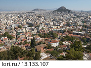 Греция, Афины. Вид сверху на город и холм Ликавиттос (2007 год). Стоковое фото, фотограф Галина Михалишина / Фотобанк Лори