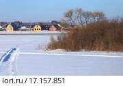 Снегоходный след за городом. Стоковое фото, фотограф Анатолий Матвейчук / Фотобанк Лори