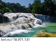 Водопад Агуа Азуль, Мексиа (Agua Azul waterfalls, Chiapas, Mexico) (2010 год). Стоковое фото, фотограф Дымов Игорь / Фотобанк Лори