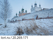 Зимний вид на стены и храмы Успенский Горицкий монастырь в городе Переславле-Залесском, Ярославской области (2016 год). Редакционное фото, фотограф Николай Винокуров / Фотобанк Лори